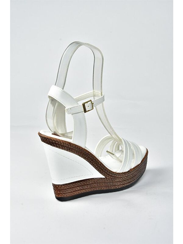 K674071609 Beyaz Dolgu Taban Kadın Ayakkabı - Görsel 6