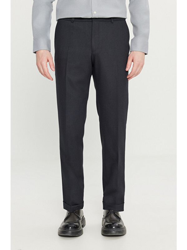 Altınyıldız Classics Erkek Antrasit Slim Fit Dar Kesim Gizli Lasiktli Yan Cepli Esnek Klasik Pantolon