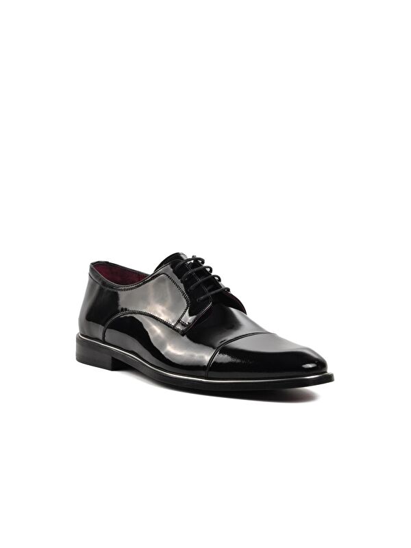 Siyah Rugan Hakiki Deri Erkek Klasik Ayakkabı 0111 - Görsel 4