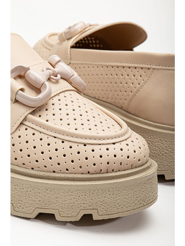 Tonny Black Bej Tonny Black Kalin Poli Kadın Taban Önü Tokalı Loafer