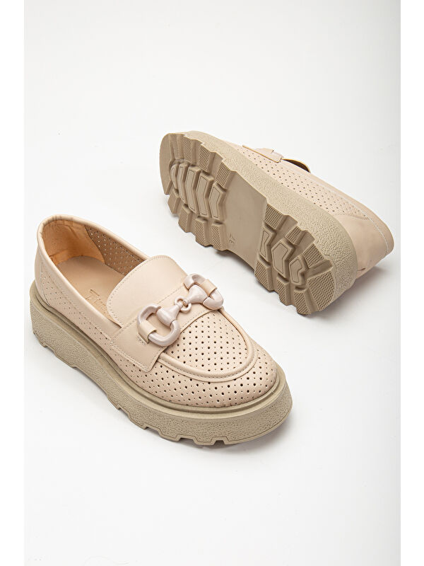 Tonny Black Bej Tonny Black Kalin Poli Kadın Taban Önü Tokalı Loafer