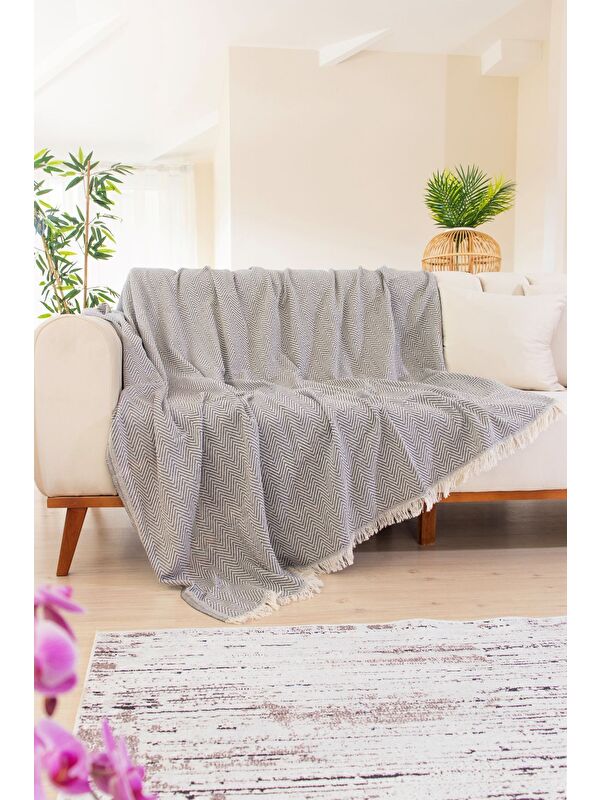 Tabu Home Dokuma Cozy Comfort Koyu Gri Koltuk Örtüsü
