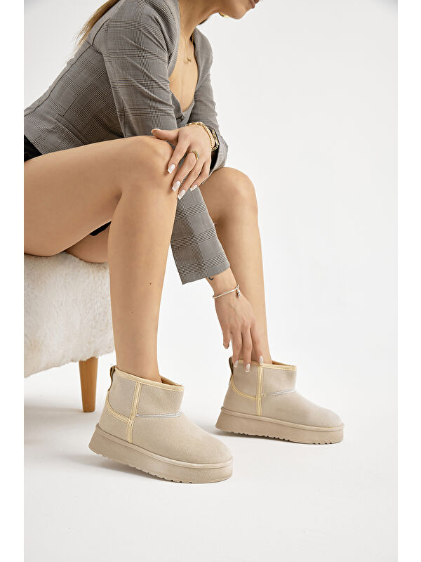 Tonny Black Bej Tonny Black Kalin Poli Kadın Taban Süet Görünümlü Günlük Bot