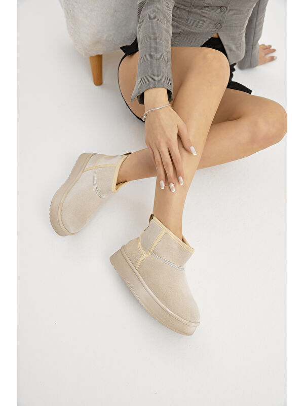 Tonny Black Bej Tonny Black Kalin Poli Kadın Taban Süet Görünümlü Günlük Bot