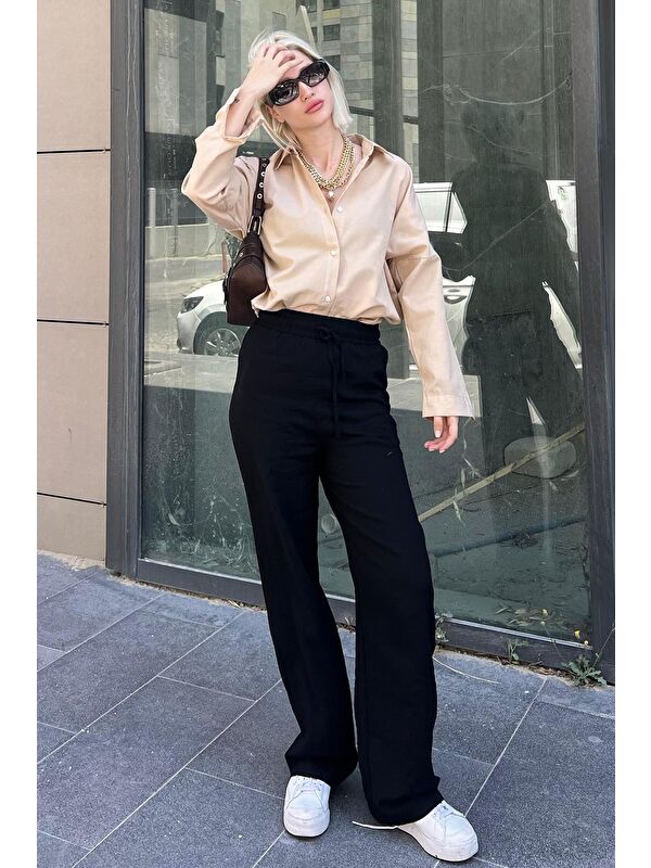Madmext Bej Oversize Gömlek Mg1369