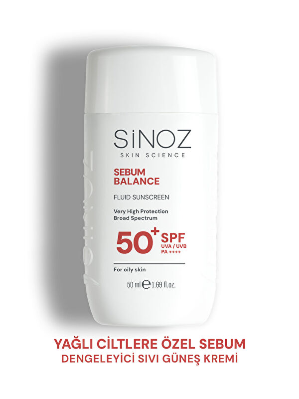 Sinoz SPF 50+ Yağlı Ciltlere Özel Sıvı Güneş Kremi - Yeni Nesil Güneş Filtreleri ile Hibrit Formül 50 ml