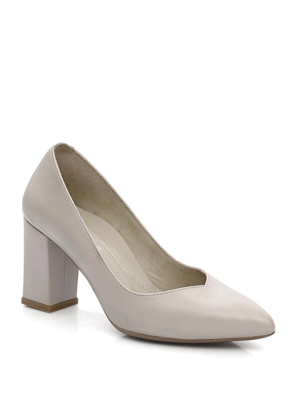 Hakiki Deri Sivri Burun Yüksek Kalın Topuklu Kadın Ayakkabı 24171 - Görsel 6