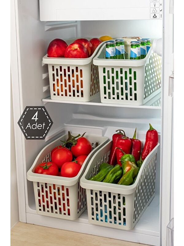 Porsima 8108 4lü Çok Amaçlı Plastik Dolap Içi Düzenleyici Saklama Kutusu Organizer Sepet
