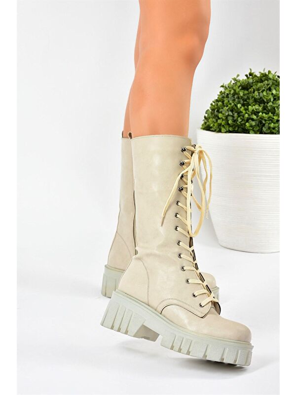 L9960810 Bej Kadın Çizme - Görsel 5