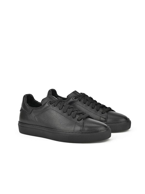 Erkek Hakiki Deri Sneaker 1411026ZF7 Siyah - Görsel 3