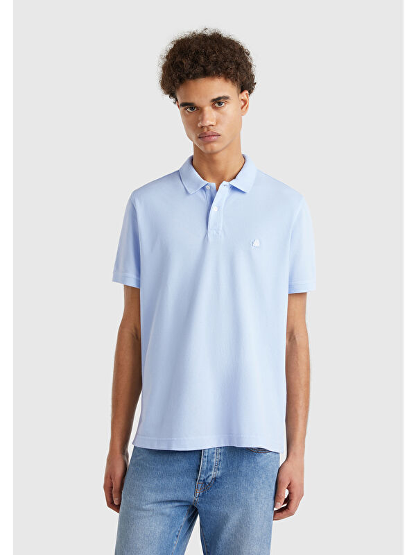 United Colors Of Benetton Erkek Açık Mavi Regular Fit Kısa Kollu Polo Tişört