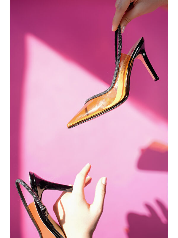 Sidney Kadın Prenses Taşlı Şeffaf Topuklu Abiye Ayakkabı - Görsel 3