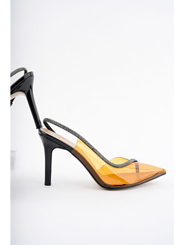 Sidney Kadın Prenses Taşlı Şeffaf Topuklu Abiye Ayakkabı - Görsel 4