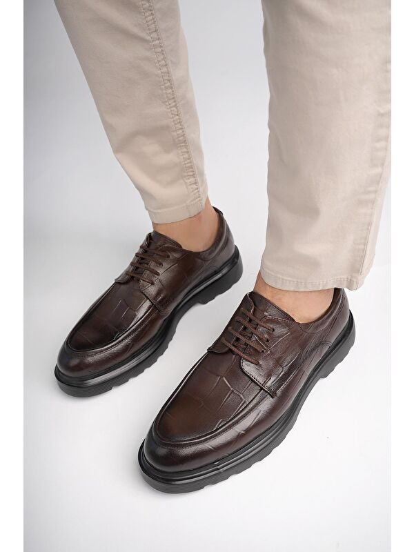 NORMAN Günlük Klasik Hakiki Deri Casual Rahat Kalın Taban Erkek Ayakkabı - Görsel 3