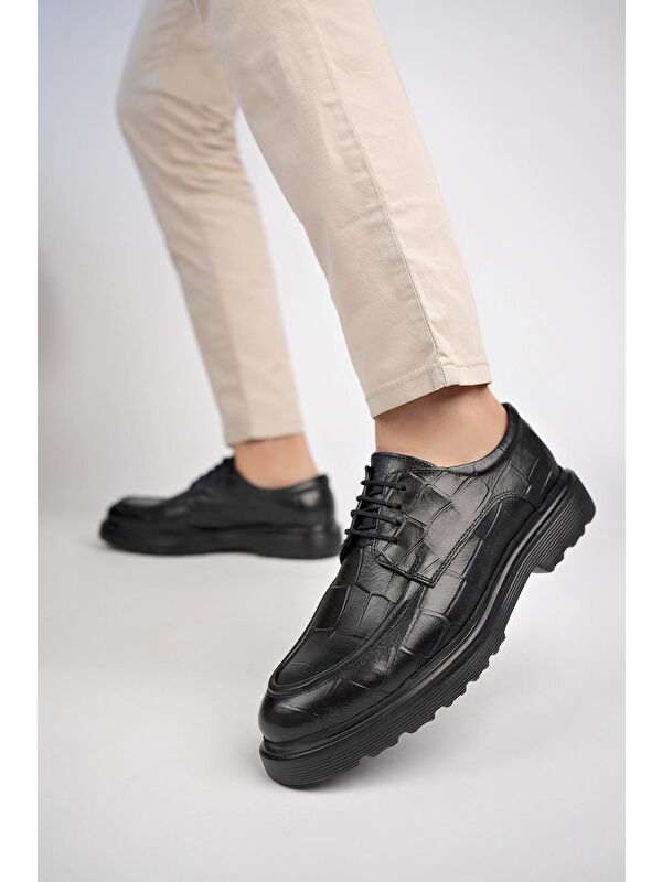 NORMAN Günlük Klasik Hakiki Deri Casual Rahat Kalın Taban Erkek Ayakkabı - Görsel 3