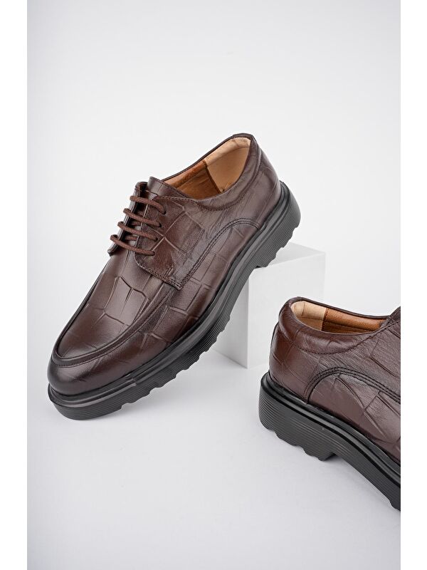 NORMAN Günlük Klasik Hakiki Deri Casual Rahat Kalın Taban Erkek Ayakkabı - Görsel 6