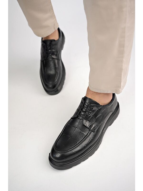 NORMAN Günlük Klasik Hakiki Deri Casual Rahat Kalın Taban Erkek Ayakkabı - Görsel 4