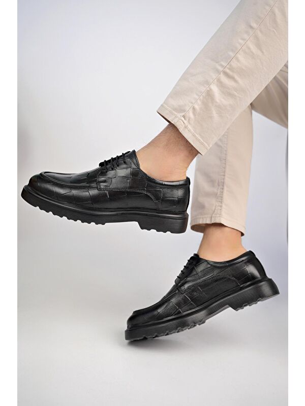 NORMAN Günlük Klasik Hakiki Deri Casual Rahat Kalın Taban Erkek Ayakkabı - Görsel 6