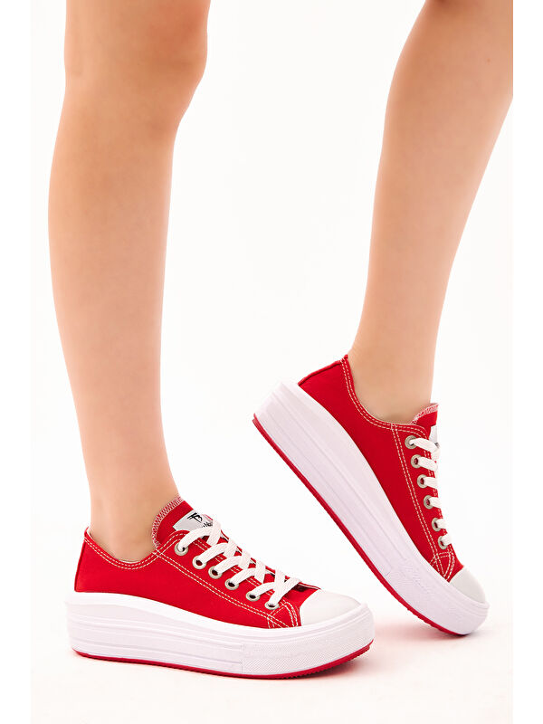 Tonny Black Tonny Black Kadın Kırmızı Rahat Kalıp Kalın Tabanlı Spor Ayakkabı LC Waikiki'de! Kırmızı - 3. görsel