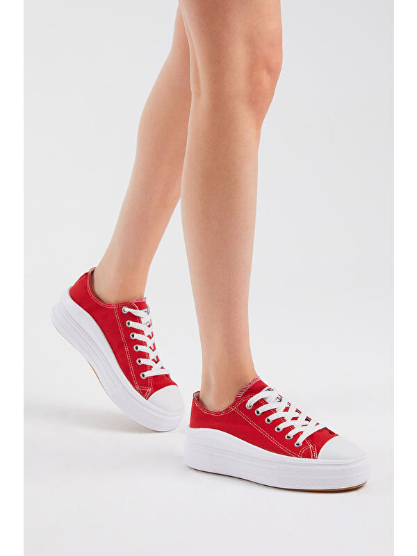 Tonny Black Tonny Black Kadın Kırmızı Rahat Kalıp Kalın Tabanlı Spor Ayakkabı LC Waikiki'de! Kırmızı - 6. görsel
