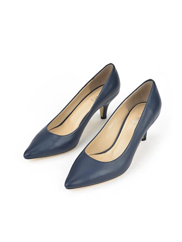Kadın Hakiki Deri Topuklu Ayakkabı 1331003Z324 Lacivert - Görsel 5