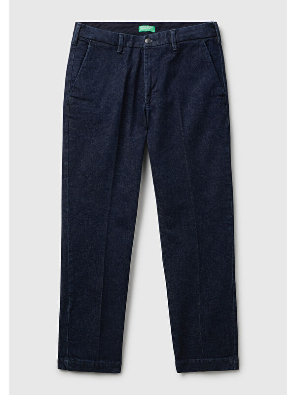 United Colors Of Benetton Erkek Mavi Slim Fit Denim Chino Jean Pantolon