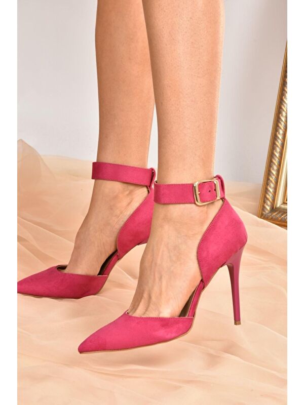Fuşya Süet Kadın Topuklu Ayakkabı K654073302 - Görsel 3