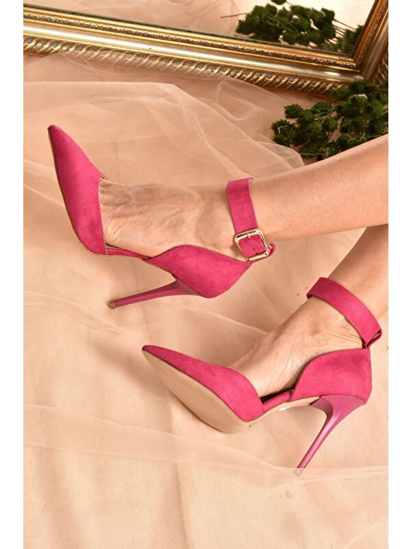 Fuşya Süet Kadın Topuklu Ayakkabı K654073302 - Görsel 4