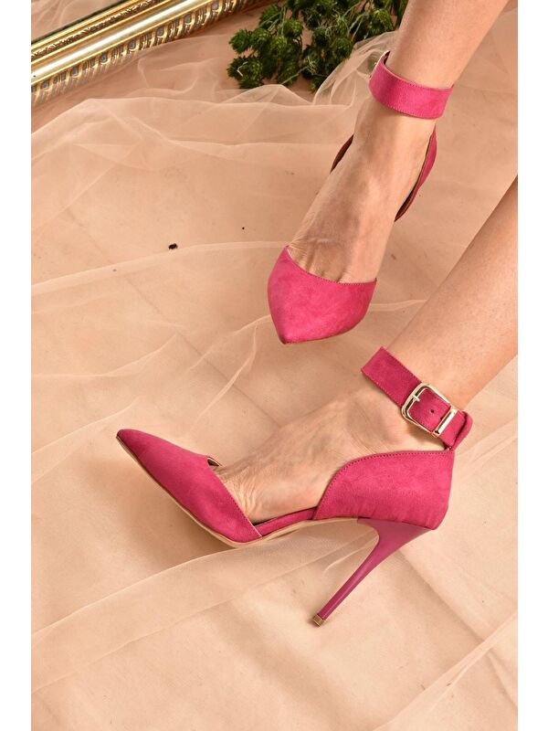Fuşya Süet Kadın Topuklu Ayakkabı K654073302 - Görsel 5