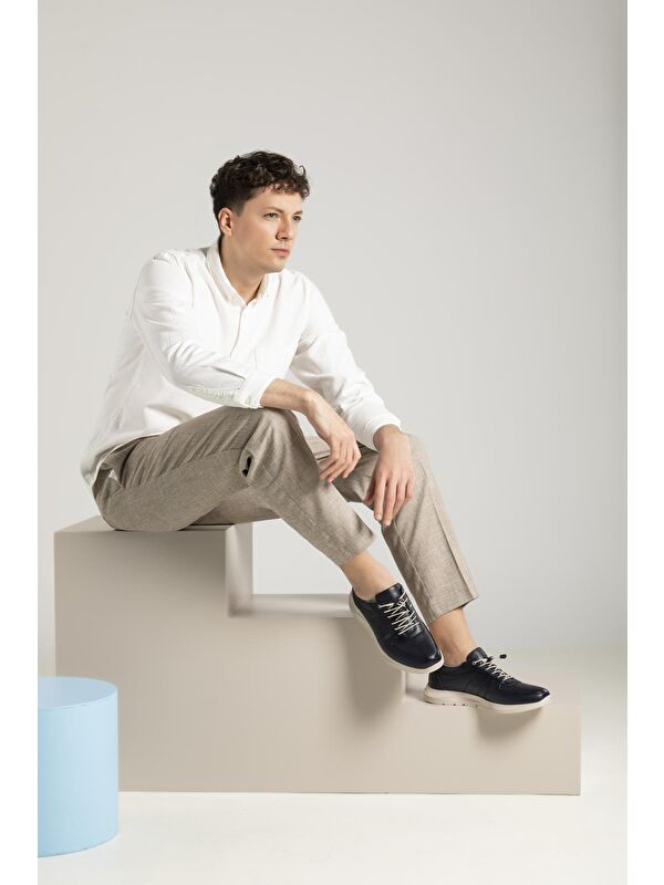 Erkek Hakiki Deri Sneaker 1331013ZS08 Lacivert - Görsel 3