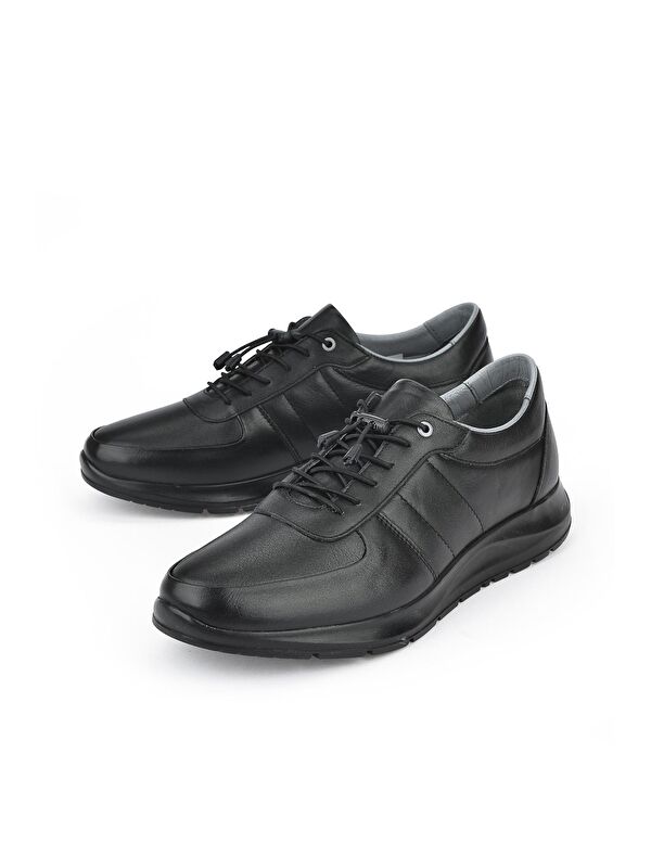 Erkek Hakiki Deri Sneaker 1311013 S08 Siyah - Görsel 7