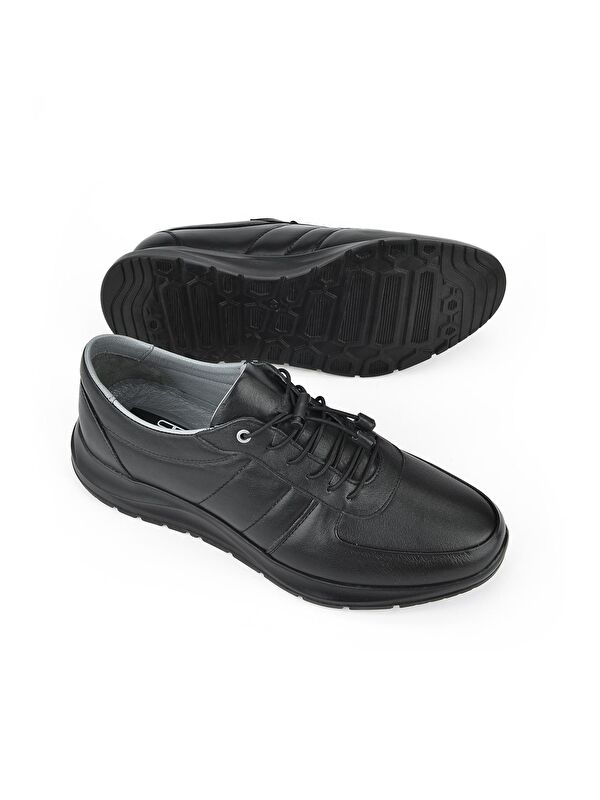 Erkek Hakiki Deri Sneaker 1311013 S08 Siyah - Görsel 8