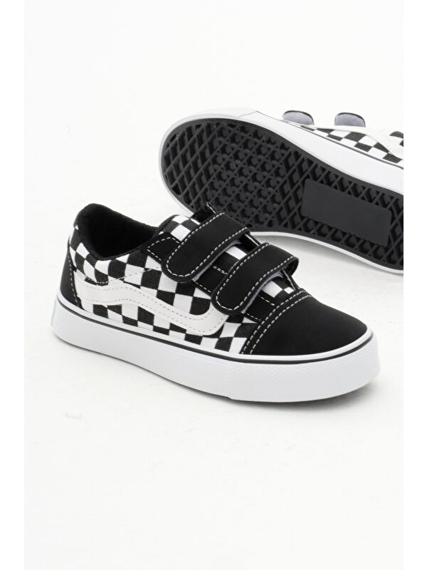 Tonny Black Tonny Black Çocuk Unisex Siyah Beyaz Kauçuk Taban Keten Cırtlı Spor Ayakkabı LC Waikiki'de! Siyah - 5. görsel