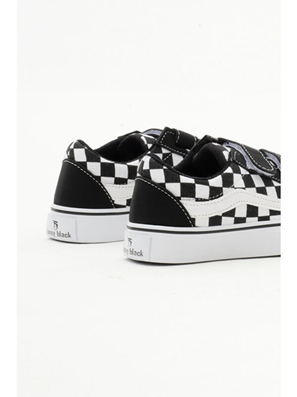 Tonny Black Tonny Black Çocuk Unisex Siyah Beyaz Kauçuk Taban Keten Cırtlı Spor Ayakkabı LC Waikiki'de! Siyah - 6. görsel