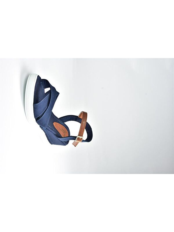 K674305005 Lacivert Dolgu Taban Kadın Topuklu Sandalet - Görsel 6