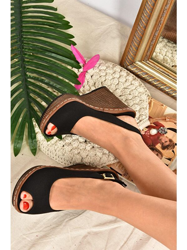 K674040705 Siyah Dolgu Taban Kadın Ayakkabı - Görsel 2