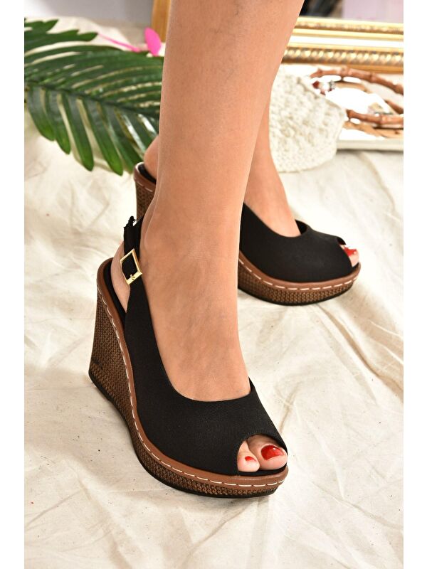 K674040705 Siyah Dolgu Taban Kadın Ayakkabı - Görsel 3