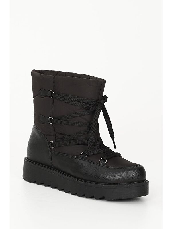 SİYAH Yuvarlak Burun Kadın Kar Botu 06415 - Görsel 6
