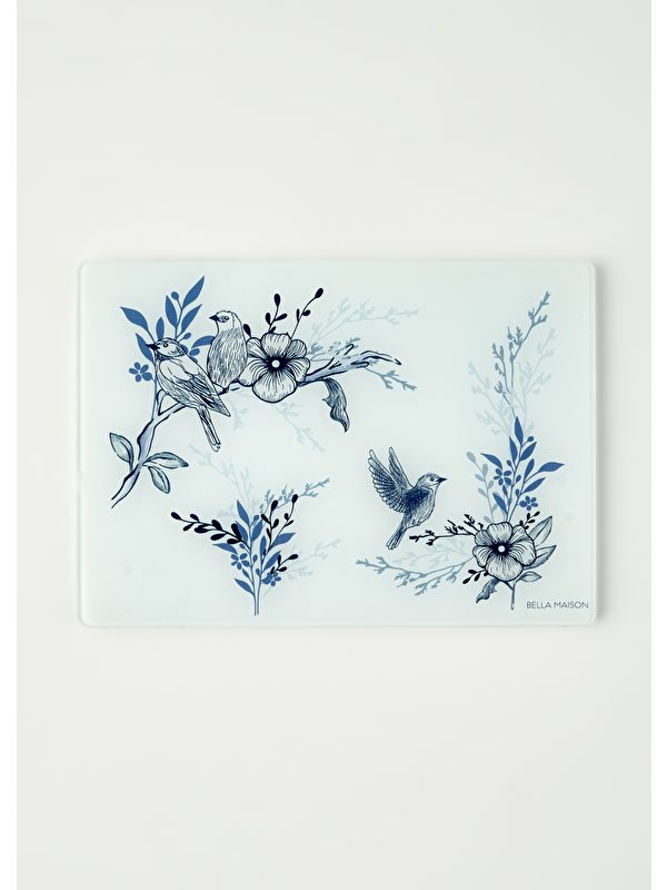 Bella Maison Bleu Blanc Cam Kesme Tahtası Mavi (35x25 cm)