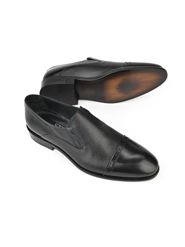 Erkek Hakiki Deri Ayakkabı 133145Z575 Siyah - Görsel 5