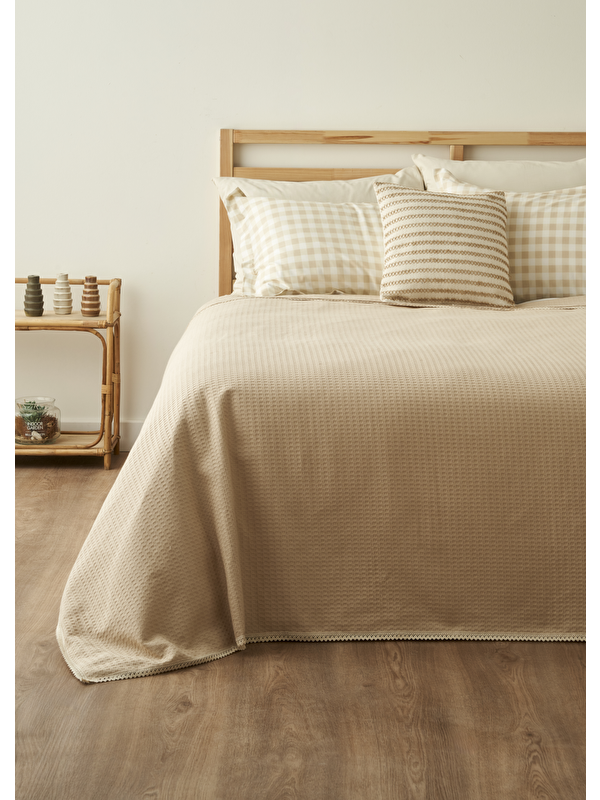 Bella Maison Stormi Pamuklu Çift Kişilik Waffle Pike Bej (200x220 cm)