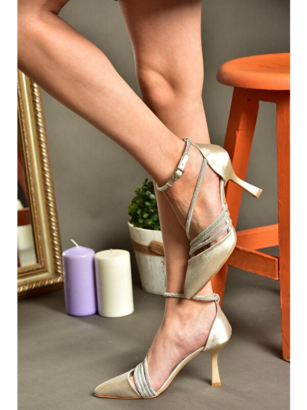 P246065804 Ten Saten Kumaş İnce Topuklu Kadın Abiye Ayakkabı - Görsel 2