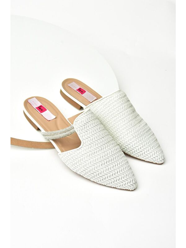 P8200314 Beyaz Kadın Terlik - Görsel 5