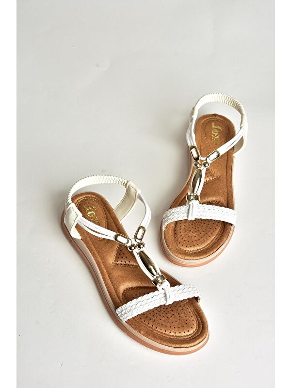 U2586252 Beyaz Kadın Sandalet - Görsel 4