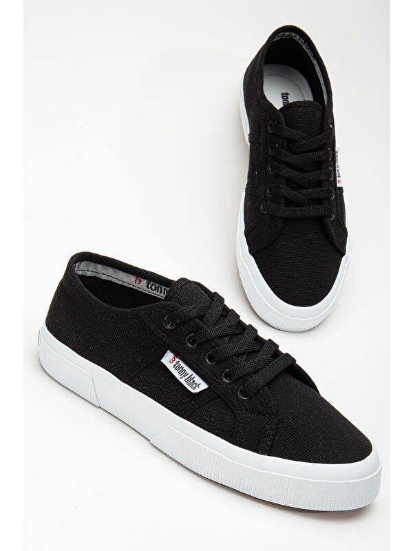 Tonny Black Yeşil Tonny Black Rahat Kalip Kadın Krep Taban Bağcıklı Keten Günlük Ayakkabı