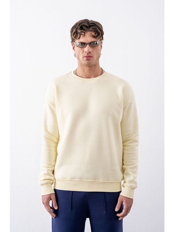 gothamVibes Erkek Vibe Oversize Krem Sweatshirt