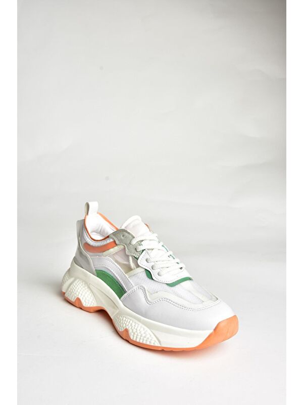 U9735682 Beyaz/Turuncu Kadın Sneakers - Görsel 3