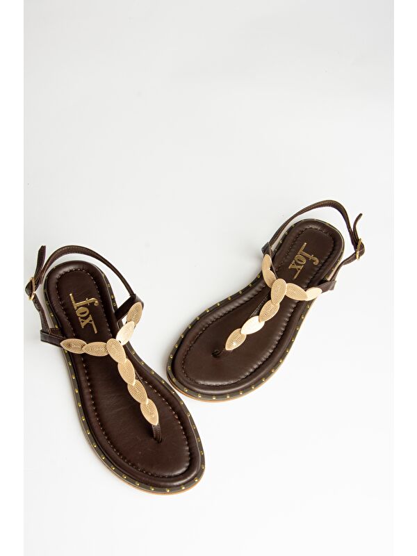 U2912401 Kahverengi Kadın Sandalet - Görsel 3