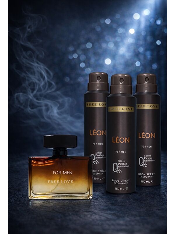 Free Love Leon EDP Erkek Parfüm 100 ml ve Deodorant 150 ml 3 Adet