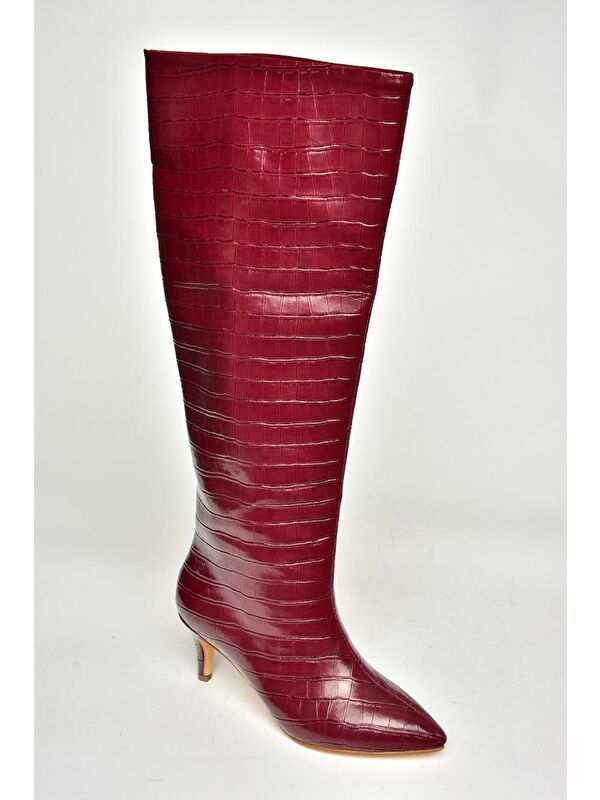 N7492040 Bordo Kadın Çizme - Görsel 3